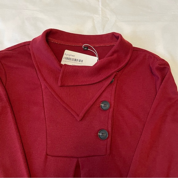 NWT Ranphee Women’s Long Sleeve Burgundy Tunic Tops Cowl Neck Sweater Maternity - Picture 8 of 14